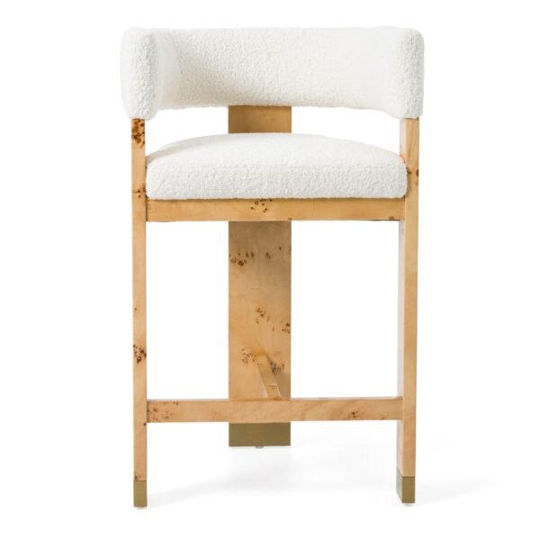 Modrest Letha - Modern Cream Fabric + Burl Counter Chair