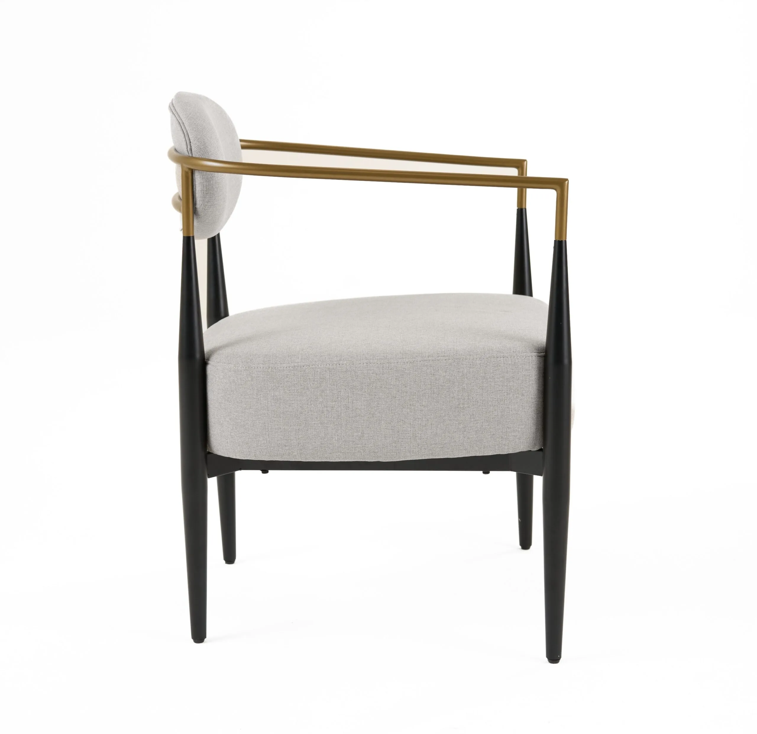 Modrest Liberty - Modern Light Grey Fabric + Black & Gold Accent Chair - Image 3