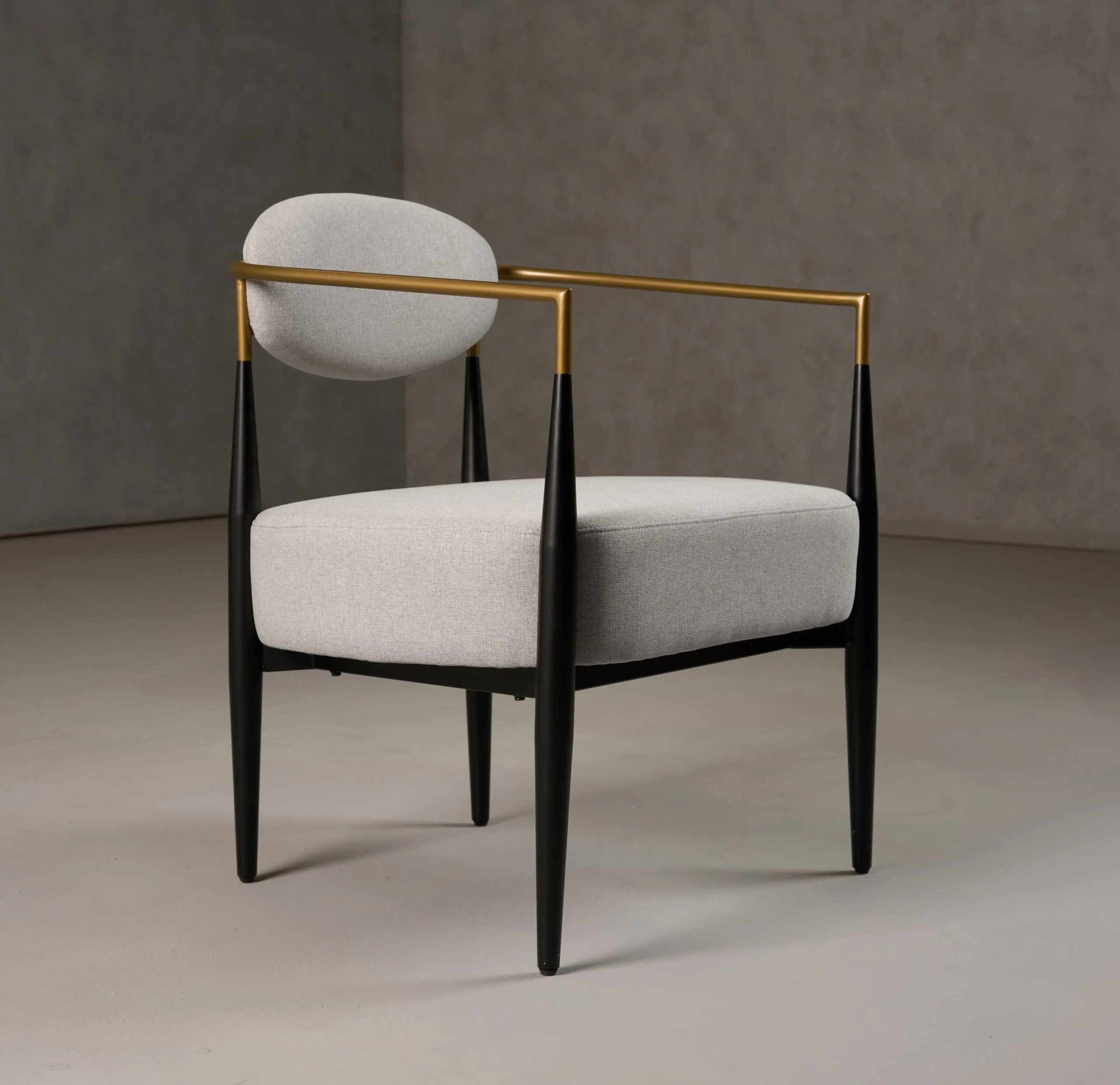 Modrest Liberty - Modern Light Grey Fabric + Black & Gold Accent Chair
