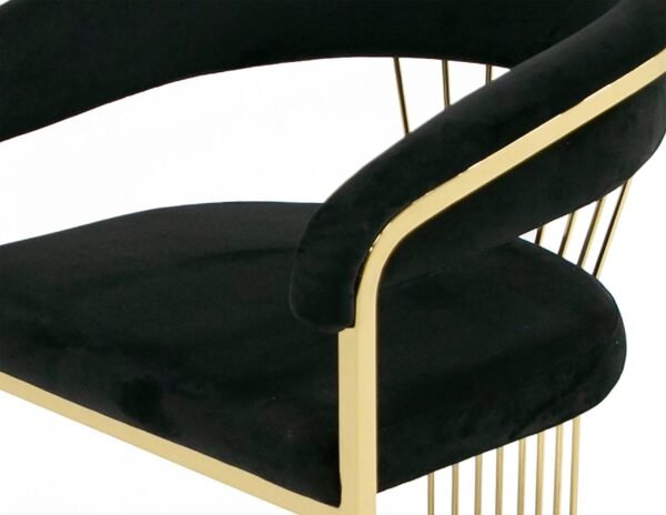 Modrest Linda - Modern Black Velvet and Gold Dining Chair - Image 3