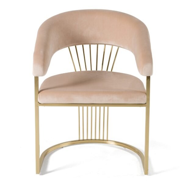 Modrest Linda - Modern Beige Velvet and Gold Dining Chair - Image 2