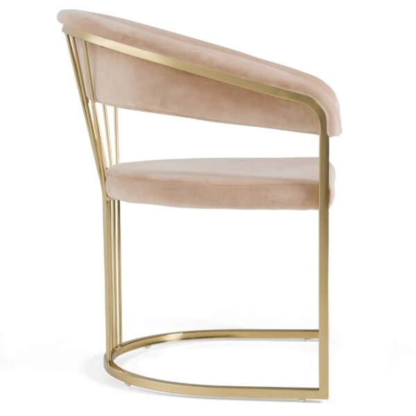 Modrest Linda - Modern Beige Velvet and Gold Dining Chair - Image 3