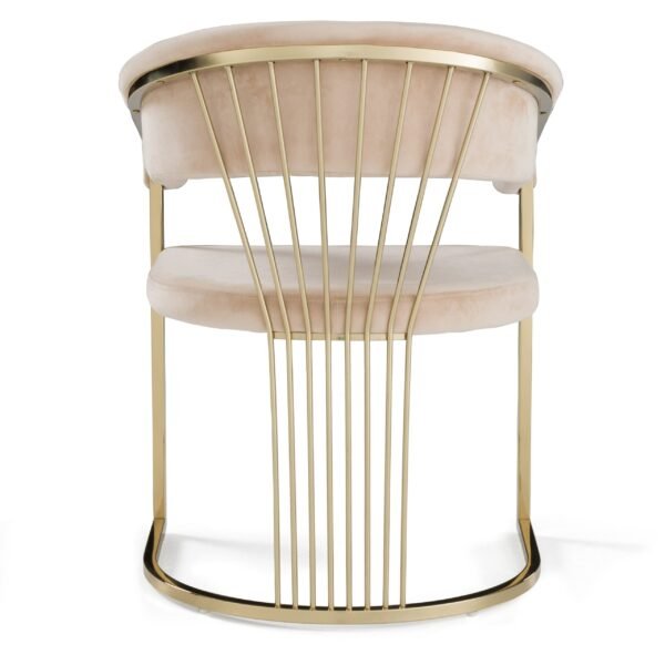 Modrest Linda - Modern Beige Velvet and Gold Dining Chair - Image 4