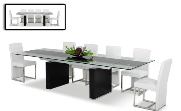 Lisbon Modern Glas Extendable Dining Table - Image 3