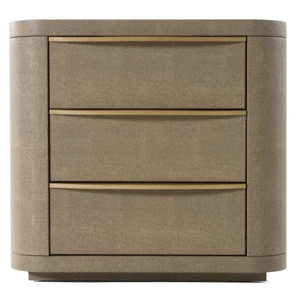 Modrest Lois - Modern Beige Shagreen + Brass Nightstand - Image 4