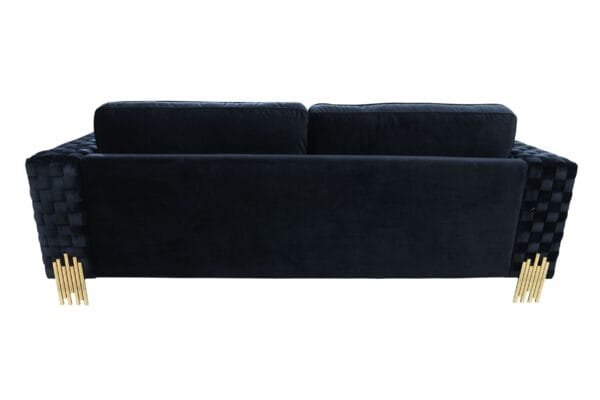 Divani Casa Lori - Modern Velvet Glam Black & Gold Sofa - Image 3