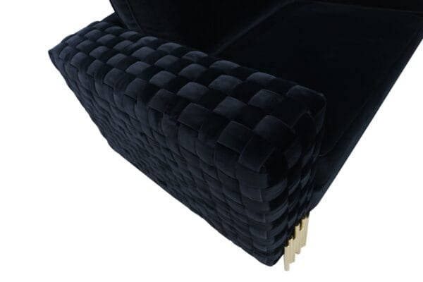 Divani Casa Lori - Modern Velvet Glam Black & Gold Sofa - Image 5