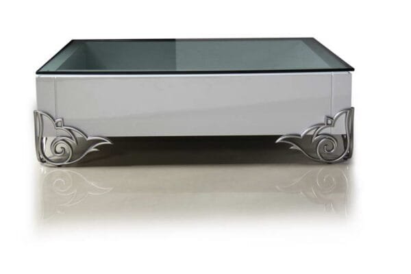 LS538 Emma Modern White Coffee Table w/ Glass Top - Image 3