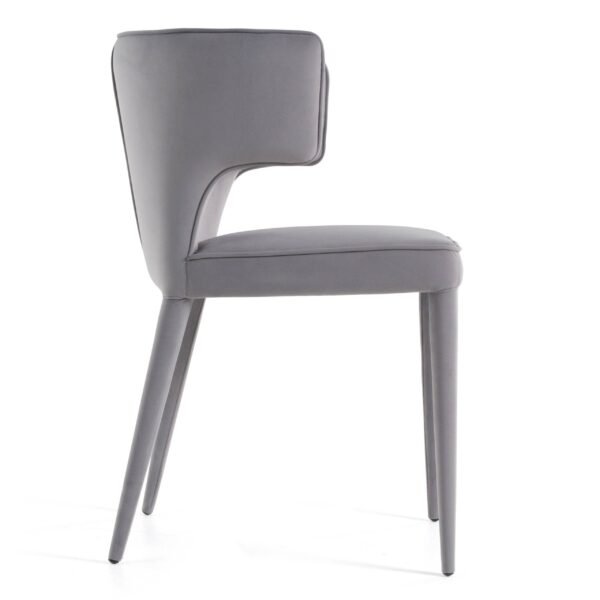 Modrest Lucero - Modern Grey Velvet Arm Dining Chair - Image 3