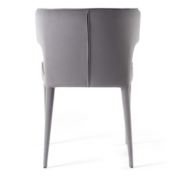 Modrest Lucero - Modern Grey Velvet Arm Dining Chair - Image 4