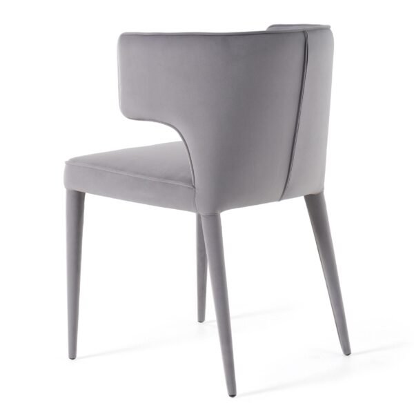 Modrest Lucero - Modern Grey Velvet Arm Dining Chair - Image 5