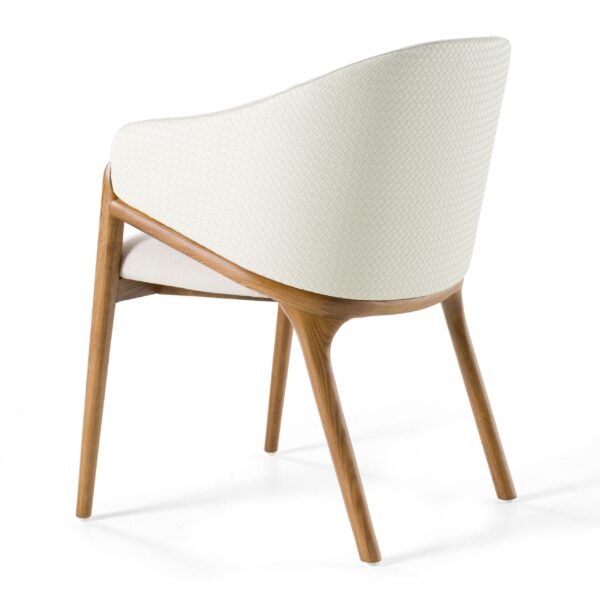 Modrest Lunde Cream Fabric and Walnut Arm Dining Chair - Image 5