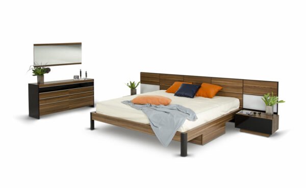 Queen Rondo Modern Platform Bed w/ Nightstands Storage And Lights - Image 4