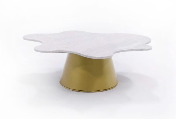 Modrest Gabbro High - Glam White Marble and Gold Coffee Table