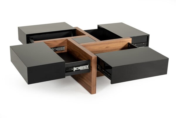 Modrest Makai Modern Black & Walnut Coffee Table