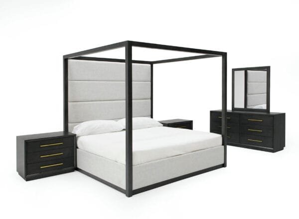 Modrest Manhattan- Contemporary Canopy Grey Bedroom Set-queen - Image 2