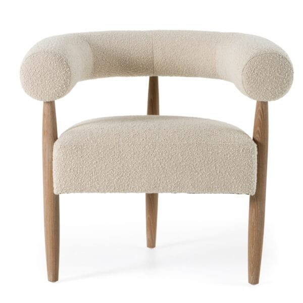 Modrest Marchland - Modern Beige Fabric + Oak Accent Chair - Image 2