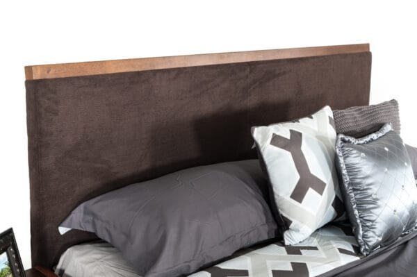 Queen Modrest Marshall Mid-Century Modern Brown Fabric & Walnut Bed - Image 5
