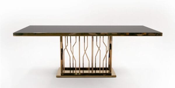 Modrest Marston Modern Black Glass & Rosegold Dining Table - Image 5