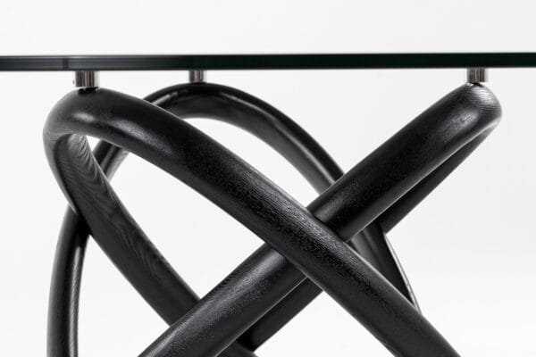 Modrest Mason Round Glass & Black Ash Dining Table - Image 3