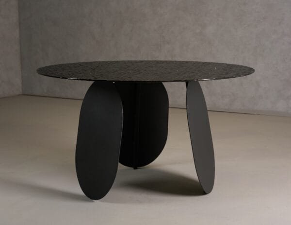 Modrest Maxine - Modern Hammered Grey Glass Round Dining Table - Image 5