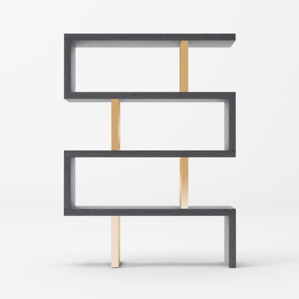 Modrest Maze - Elm Grey & Gold Bookcase