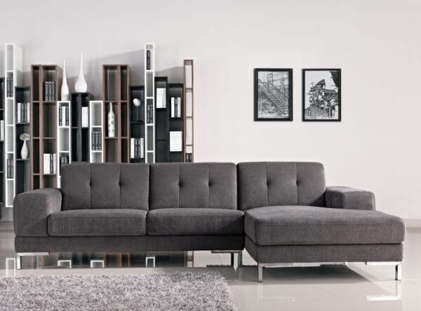 Divani Casa Forli - Modern Grey Fabric Right Facing Sectional Sofa - Image 5
