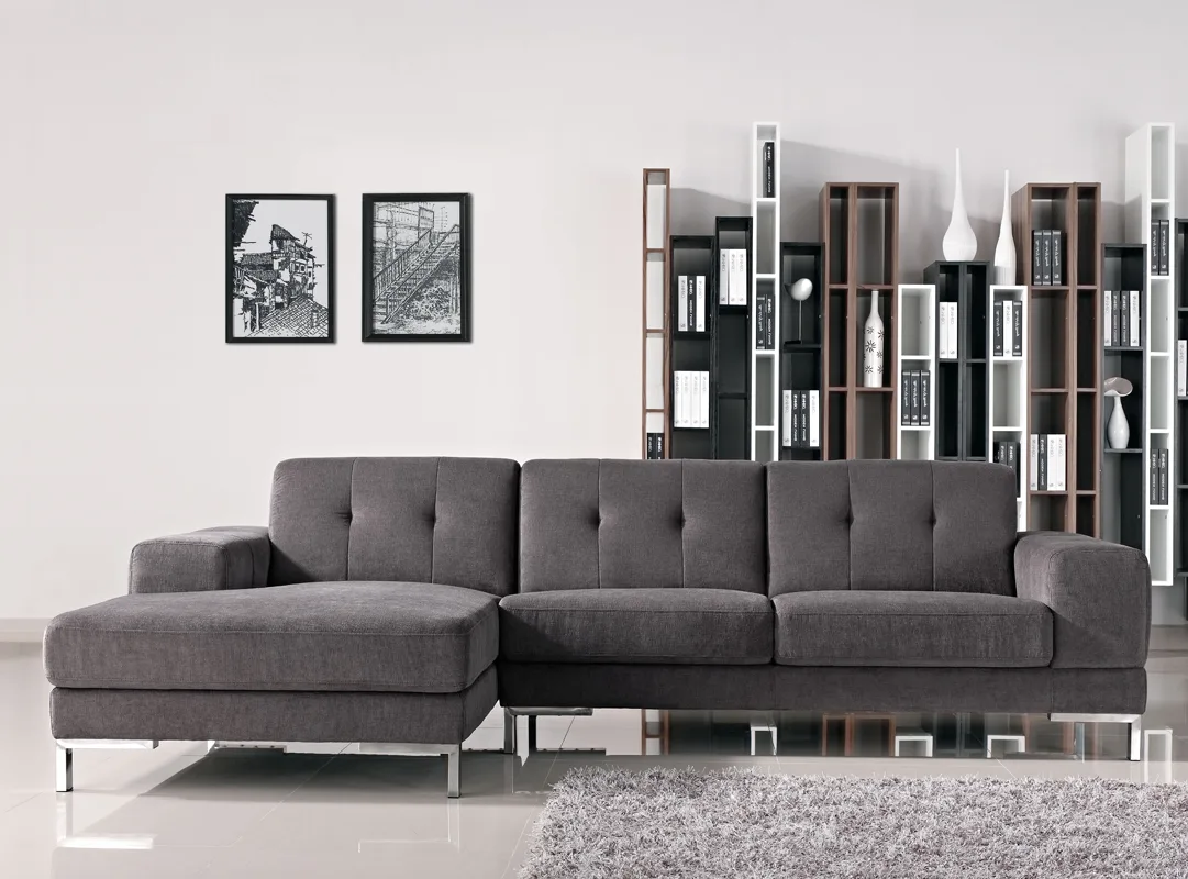 Divani Casa Forli - Modern Grey Fabric Left Facing Sectional Sofa - Image 5