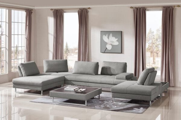 Divani Casa Baxter - Modern Grey Fabric Sectional Sofa + Coffee Table - Image 2