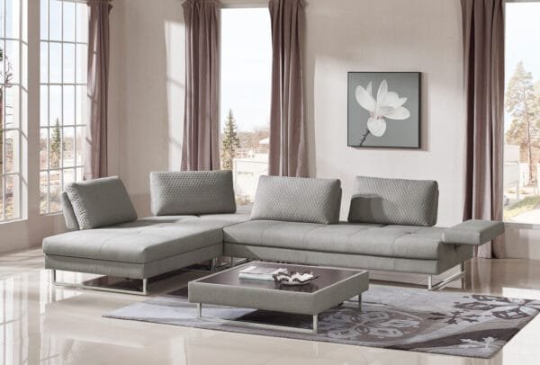Divani Casa Baxter - Modern Grey Fabric Sectional Sofa + Coffee Table - Image 4