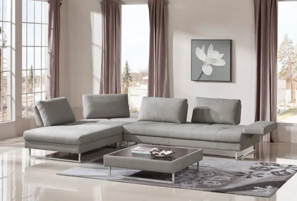 Divani Casa Baxter - Modern Grey Fabric Sectional Sofa + Coffee Table - Image 4