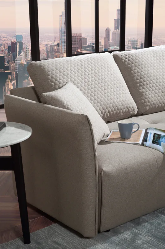 Divani Casa - Polson Modern Light Grey Fabric Modular  Sectional Sofa Bed