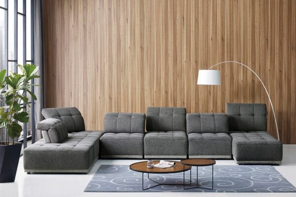 Divani Casa Ekron - Modern Grey Fabric Modular Sectional Sofa - Image 3