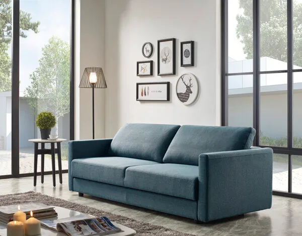 Divani Casa Fredonia Modern Blue-Green Fabric Sofa Bed w/ Storage - Image 4