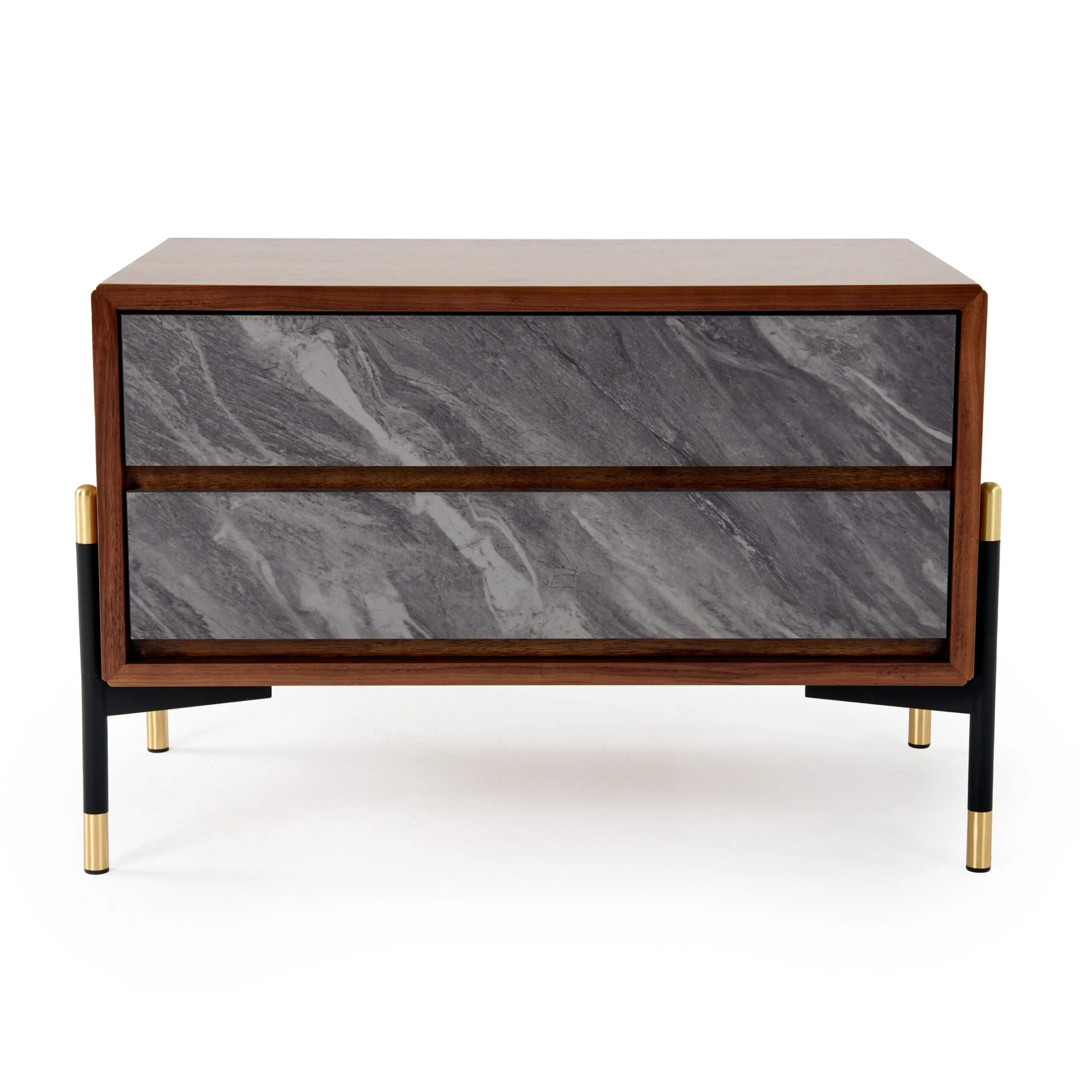 Nova Domus Metcalf - Mid-Century Walnut & Grey Nightstand 1 Nova Domus Metcalf - Mid-Century Walnut & Grey Nightstand