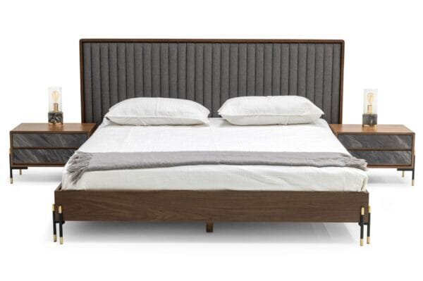 Nova Domus Metcalf - Queen Mid-Century Walnut & Grey Bed