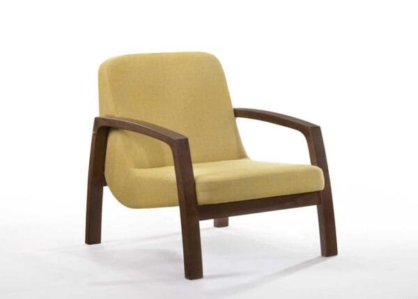 Modrest Bronson Mid-Century Modern Yellow & Walnut Accent Chair - Image 2