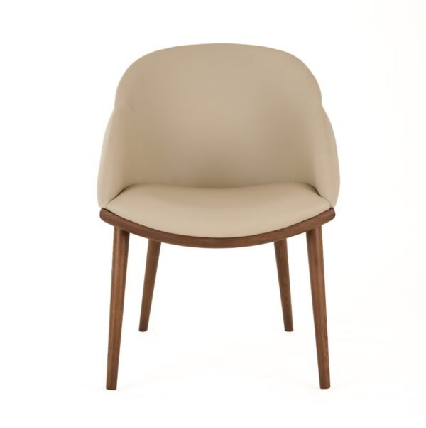 Modrest Michael - Mid-Century Modern Beige Vegan Leather + Walnut Dining Chair