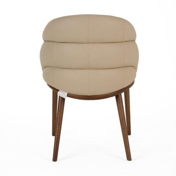 Modrest Michael - Mid-Century Modern Beige Vegan Leather + Walnut Dining Chair - Image 3