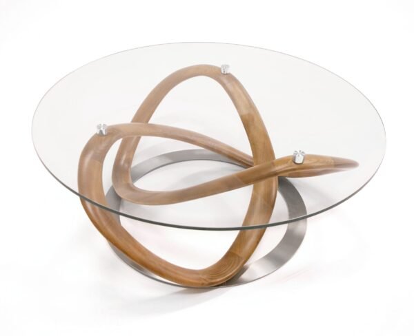 Modrest Michele - Modern Glass + Walnut Coffee Table - Image 2