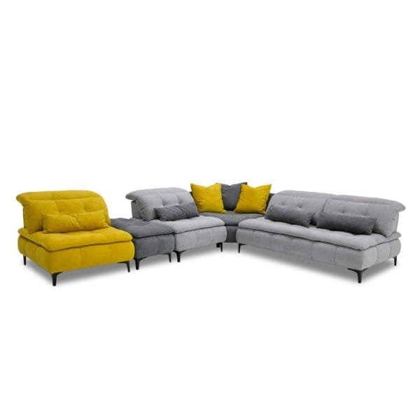 David Ferrari Mikado - Italian Modern Grey + Yellow Fabric Modular Sectional Sofa