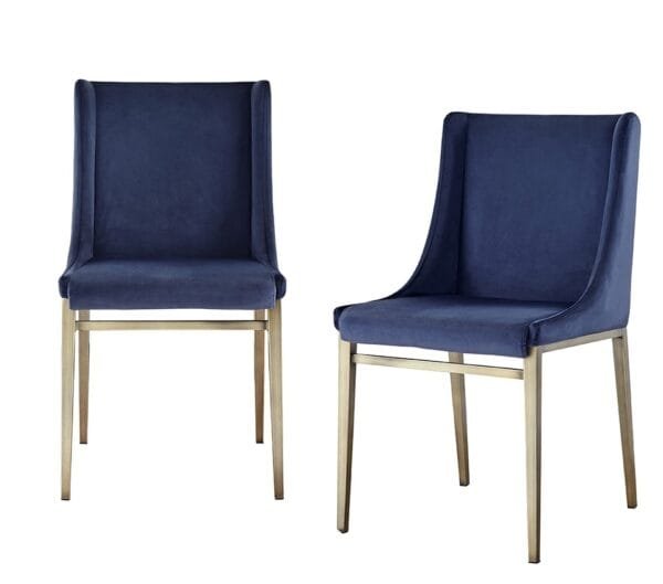 Modrest Mimi - Contemporary Blue Velvet & Antique Brass Dining Chair (Set of 2) - Image 4