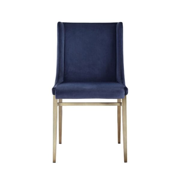 Modrest Mimi - Contemporary Blue Velvet & Antique Brass Dining Chair (Set of 2)