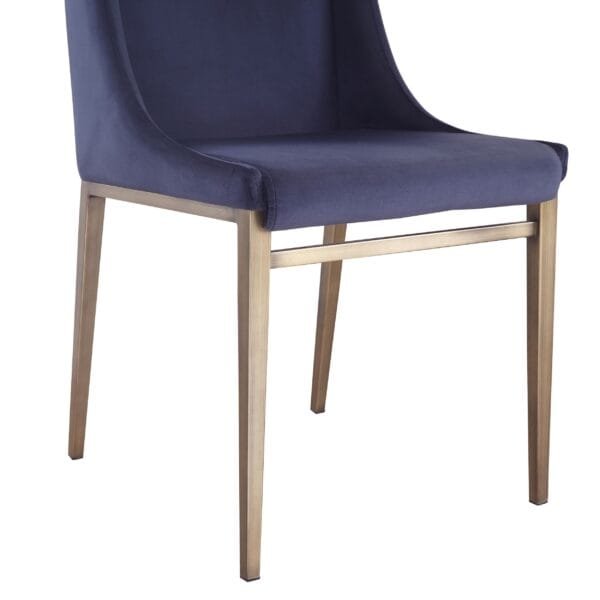 Modrest Mimi - Contemporary Blue Velvet & Antique Brass Dining Chair (Set of 2) - Image 3
