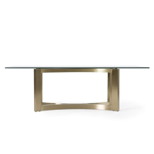 Modrest Mingus - Modern Glass + Brushed Brass Rectangualr Dining Table - Image 4