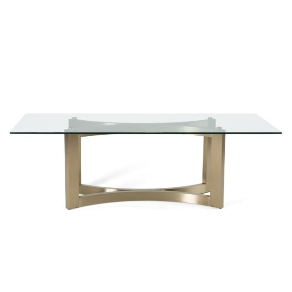 Modrest Mingus - Modern Glass + Brushed Brass Rectangualr Dining Table - Image 5