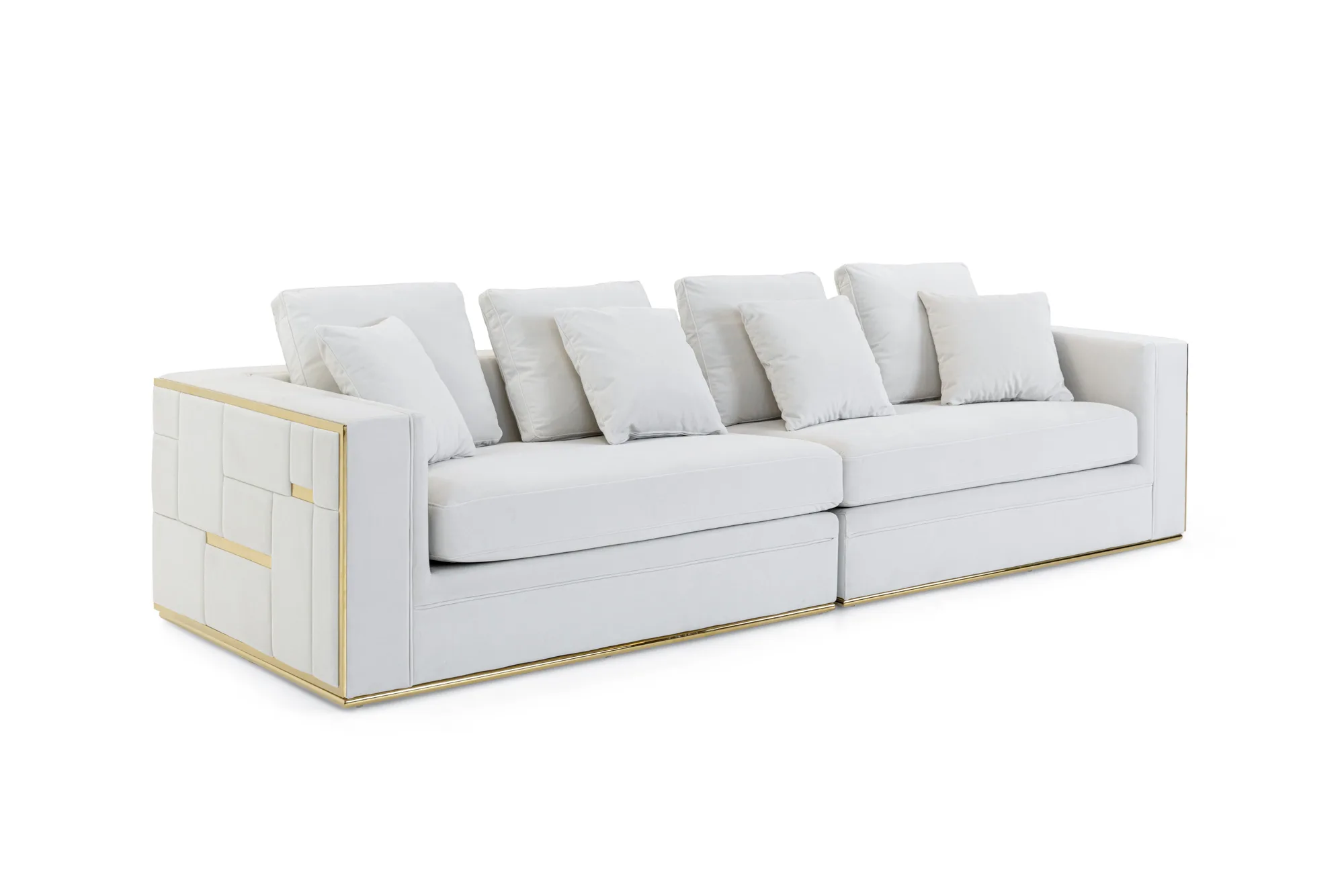 Divani Casa Mobray - Glam Light Grey Velvet + Gold Sofa - Image 2