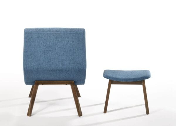 Modrest Whitney - Modern Blue & Walnut Accent Chair & Ottoman - Image 2