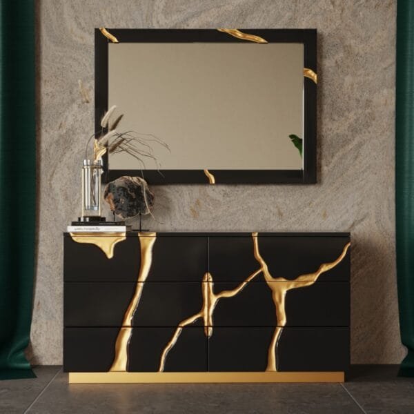 Modrest Aspen - Modern Black and Gold Dresser - Image 3