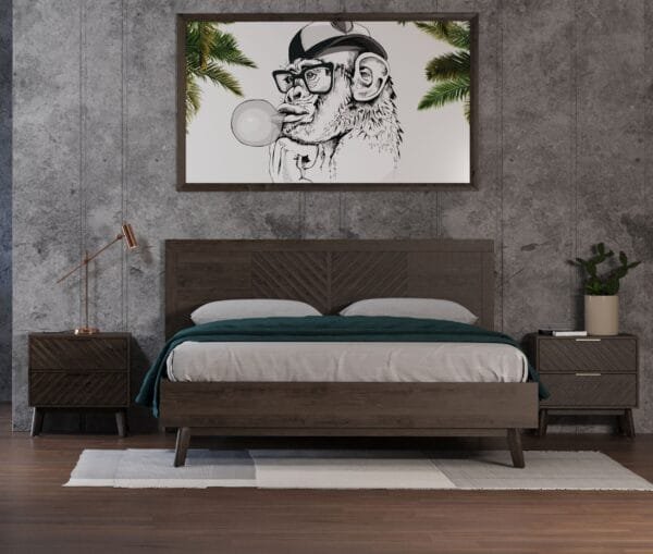 Modrest Daisy - Mid-Century Dark Acacia Bedroom Set - Image 4